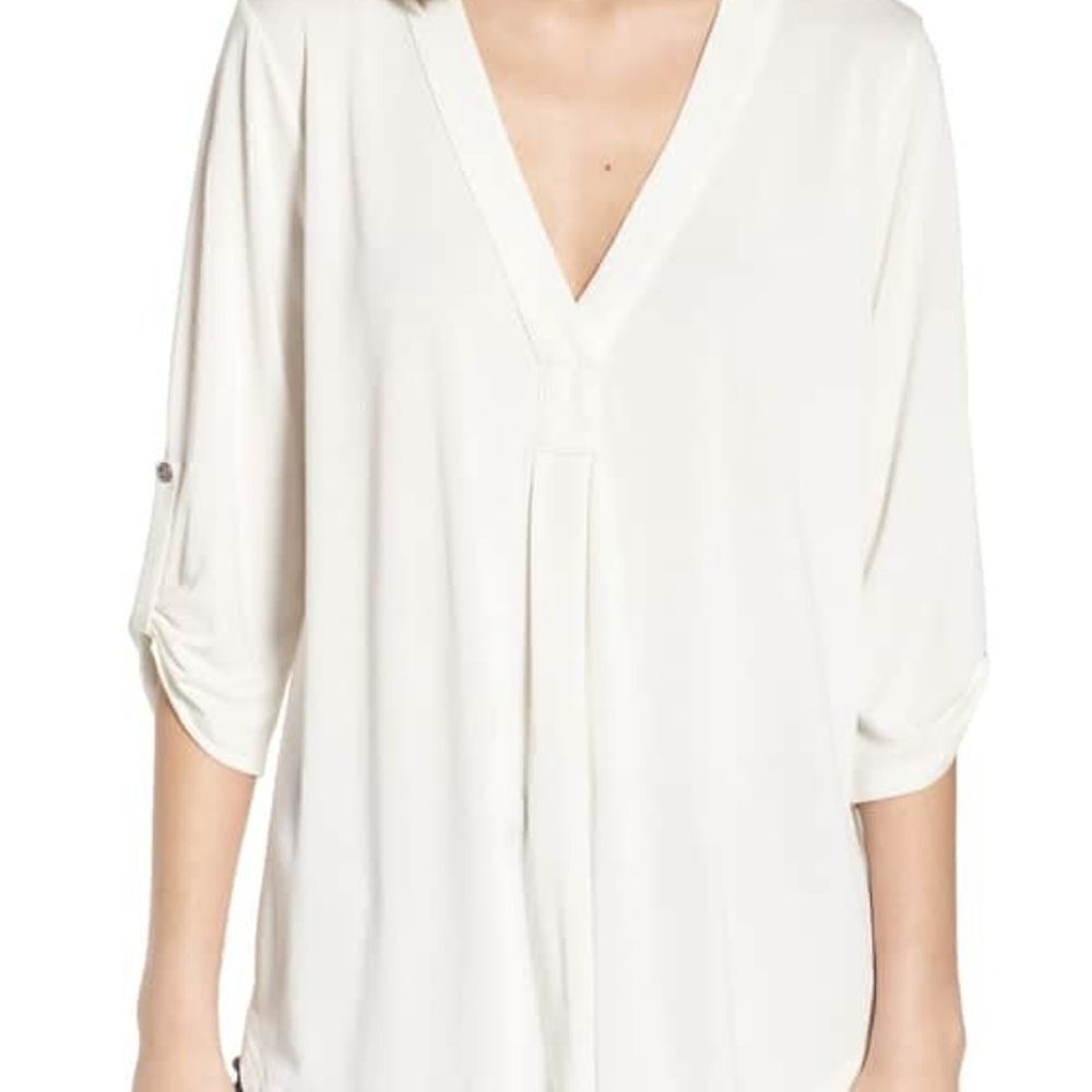 Lush Ivory 3/4 Sleeve Shirt Tab Sleeve